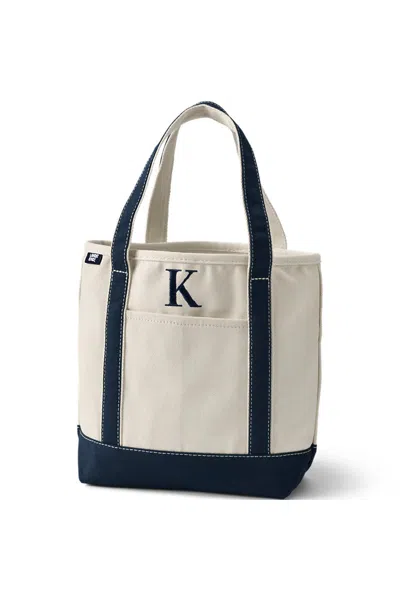 Lands' End Pre-monogrammed Letter K Canvas Tote Bag In White