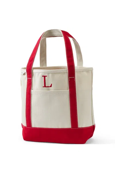 Lands' End Pre-monogrammed Letter L Canvas Tote Bag In Red