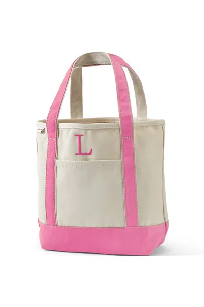 Lands' End Pre-monogrammed Letter L Canvas Tote Bag In White