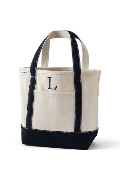 Lands' End Pre-monogrammed Letter L Canvas Tote Bag In White