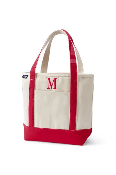 Lands' End Pre-monogrammed Letter M Canvas Tote Bag In Red