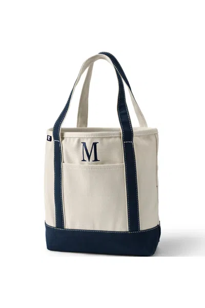 Lands' End Pre-monogrammed Letter M Canvas Tote Bag In White