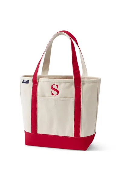 Lands' End Pre-monogrammed Letter S Canvas Tote Bag In Red