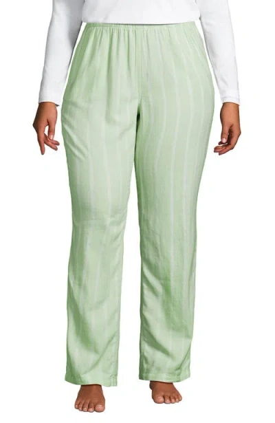 Lands' End Print Flannel Pajama Pants In Green