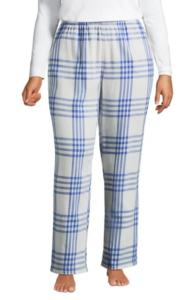 Lands' End Print Flannel Pajama Pants In Blue