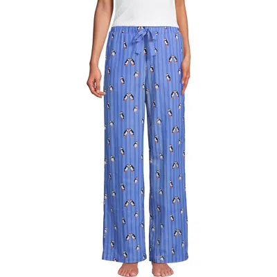 Lands' End Print Flannel Pajama Pants In Blue