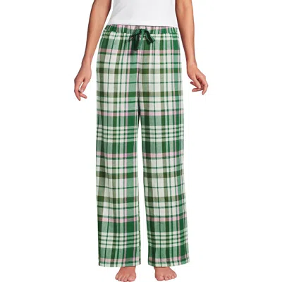 Lands' End Print Flannel Pajama Pants In Green