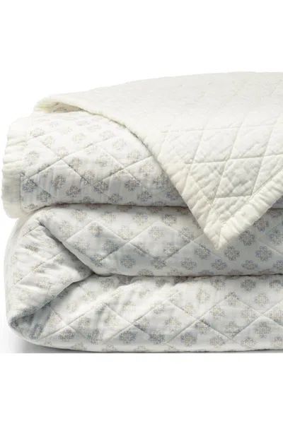 Lands' End Printed Diamond Double Voile Quilt In White
