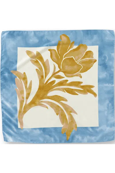 Lands' End Printed Square Scarf In Blue