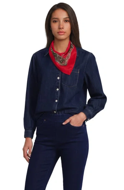 Lands' End Printed Square Scarf In Blue