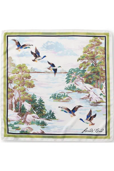 Lands' End Printed Square Scarf In Green
