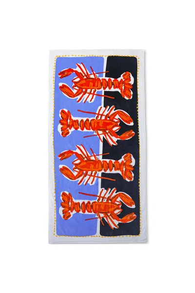 Lands' End Printed Velour Beach Towel In Multi
