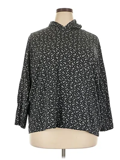 Pre-owned Lands' End Pullover Hoodie In Black
