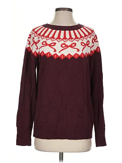Pre-owned Lands' End Pullover Sweater In Burgundy