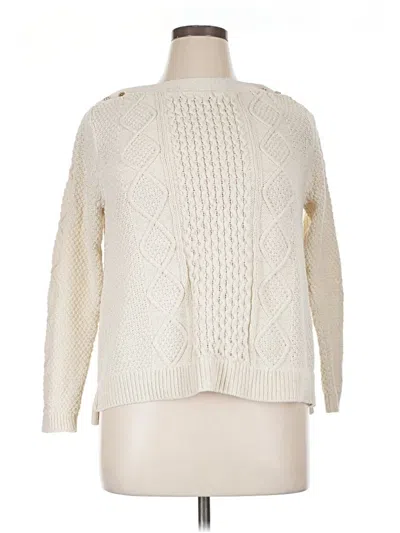 Pre-owned Lands' End Pullover Sweater In White