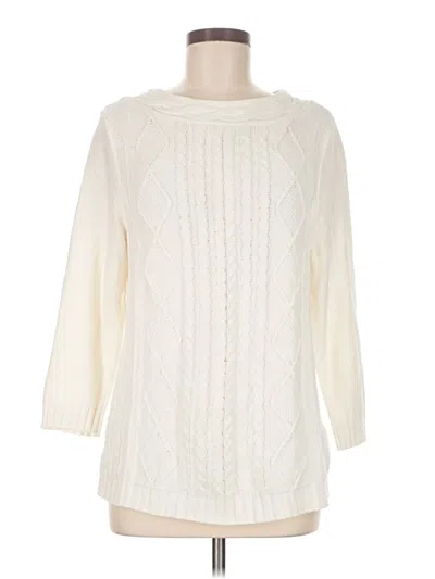 Pre-owned Lands' End Pullover Sweater In White