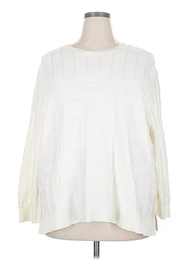Pre-owned Lands' End Pullover Sweater In White