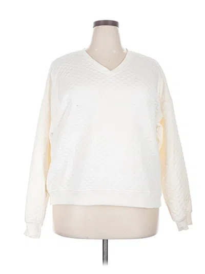 Pre-owned Lands' End Pullover Sweater In White