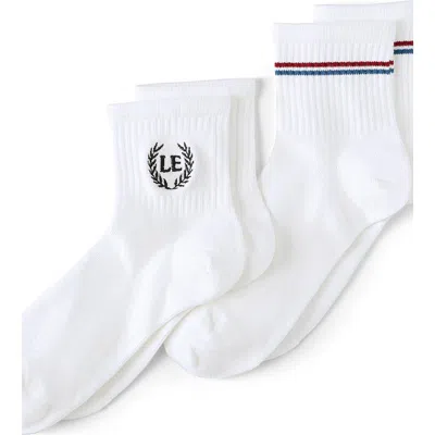 Lands' End Quarter Crew Socks 2pk In White
