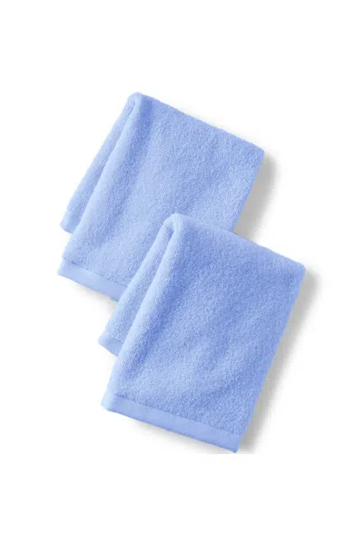 Lands' End Quick-dry Cotton 2-piece Washcloth Set In Blue