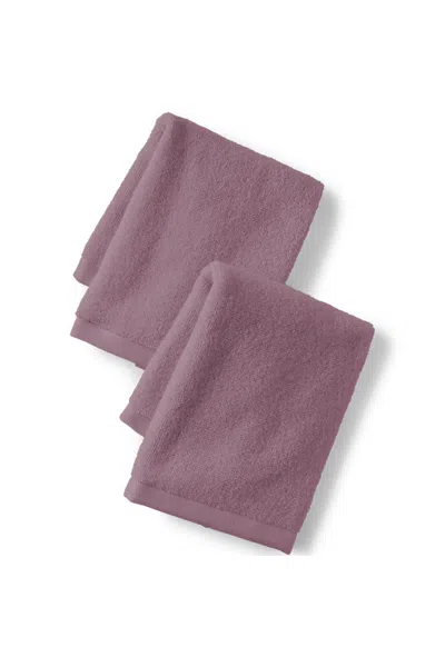 Lands' End Quick-dry Cotton 2-piece Washcloth Set In Purple