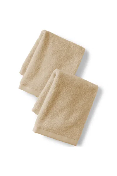 Lands' End Quick-dry Cotton 2-piece Washcloth Set In White