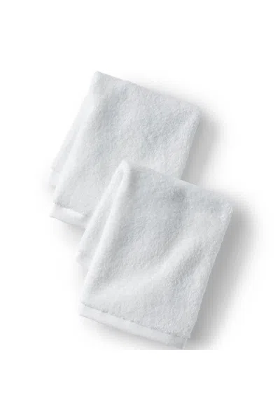 Lands' End Quick-dry Cotton 2-piece Washcloth Set In White