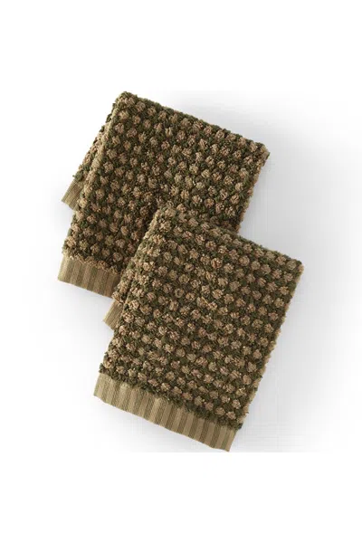 Lands' End Quick-dry Cotton Textured Gingham 2-piece Washcloth Set In Multi