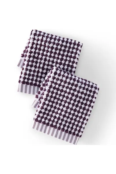 Lands' End Quick-dry Cotton Textured Gingham 2-piece Washcloth Set In Multi