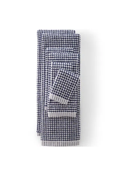 Lands' End Quick-dry Cotton Textured Gingham 6-piece Towel Set In Blue