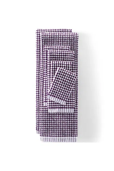 Lands' End Quick-dry Cotton Textured Gingham 6-piece Towel Set In Purple