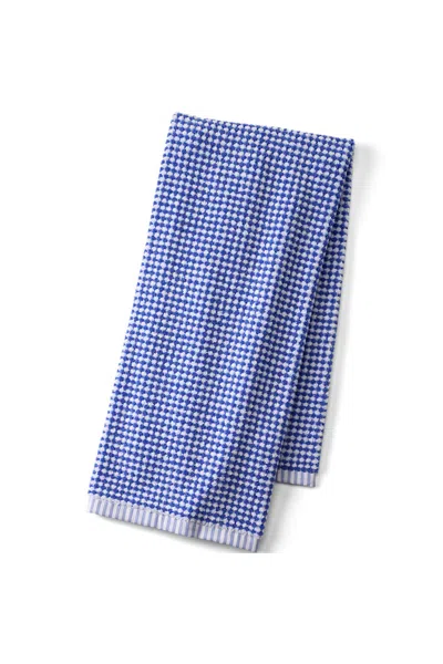 Lands' End Quick-dry Cotton Textured Gingham Bath Towel In Blue