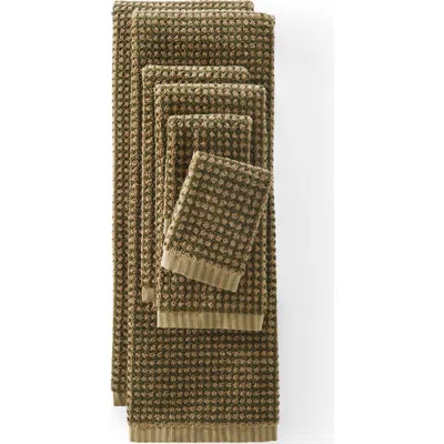 Lands' End Quick-dry Cotton Textured Gingham Hand Towel In Brown
