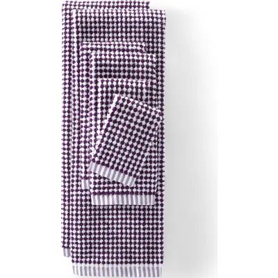 Lands' End Quick-dry Cotton Textured Gingham Hand Towel In Purple