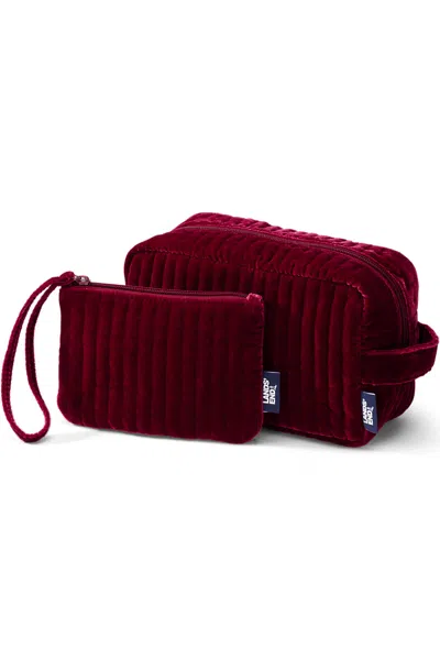 Lands' End Quilted Velvet Travel Set In Red