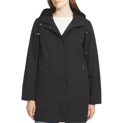 Lands' End Rain Jacket With Micro Terry In Black
