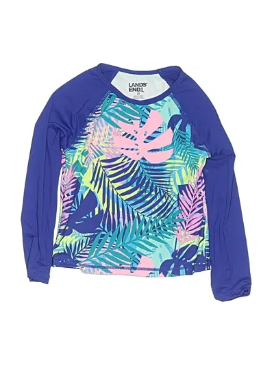 Pre-owned Lands' End Kids'  Rash Guard In Blue