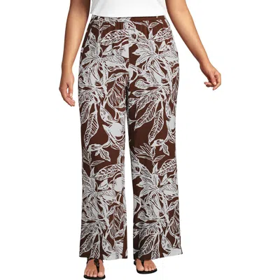 Lands' End Rayon High Rise Wide Leg Pants In Gray