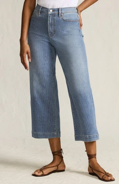 Lands' End Recover Denim High Rise Wide Leg Crop Jeans In Blue