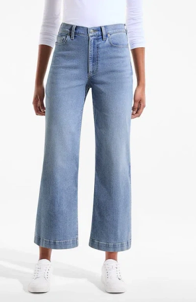 Lands' End Recover Denim High Rise Wide Leg Crop Jeans In Blue