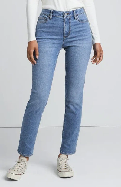 Lands' End Recover Denim Mid Rise Slim Leg Jeans In Blue