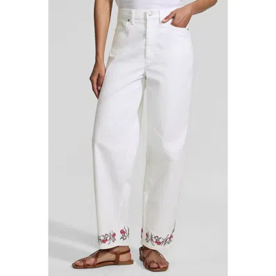 Lands' End Recover High Rise Barrel Leg Ankle Jeans In White