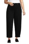 Lands' End Recover High Rise Barrel Leg Ankle Jeans In Black