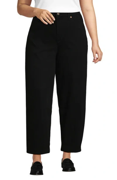 Lands' End Recover High Rise Barrel Leg Ankle Jeans In Black