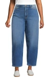 Lands' End Recover High Rise Barrel Leg Ankle Jeans In Blue