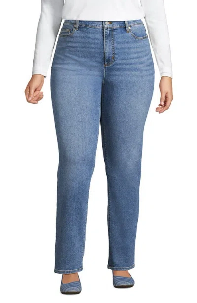 Lands' End Recover High Rise Straight Leg Blue Jeans In Beau Blue