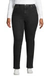 Lands' End Recover High Rise Straight Leg Blue Jeans In Black Stone Wash