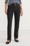 Lands' End Recover High Rise Straight Leg Blue Jeans In Black Stone Wash