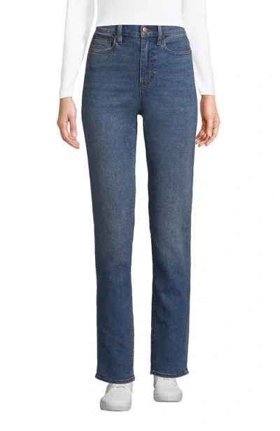 Lands' End Recover High Rise Straight Leg Blue Jeans In Blue Cruiser