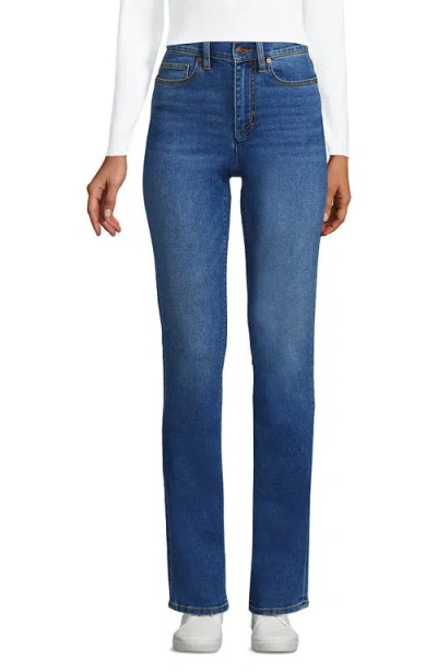 Lands' End Recover High Rise Straight Leg Blue Jeans In Indigo Tide Blue